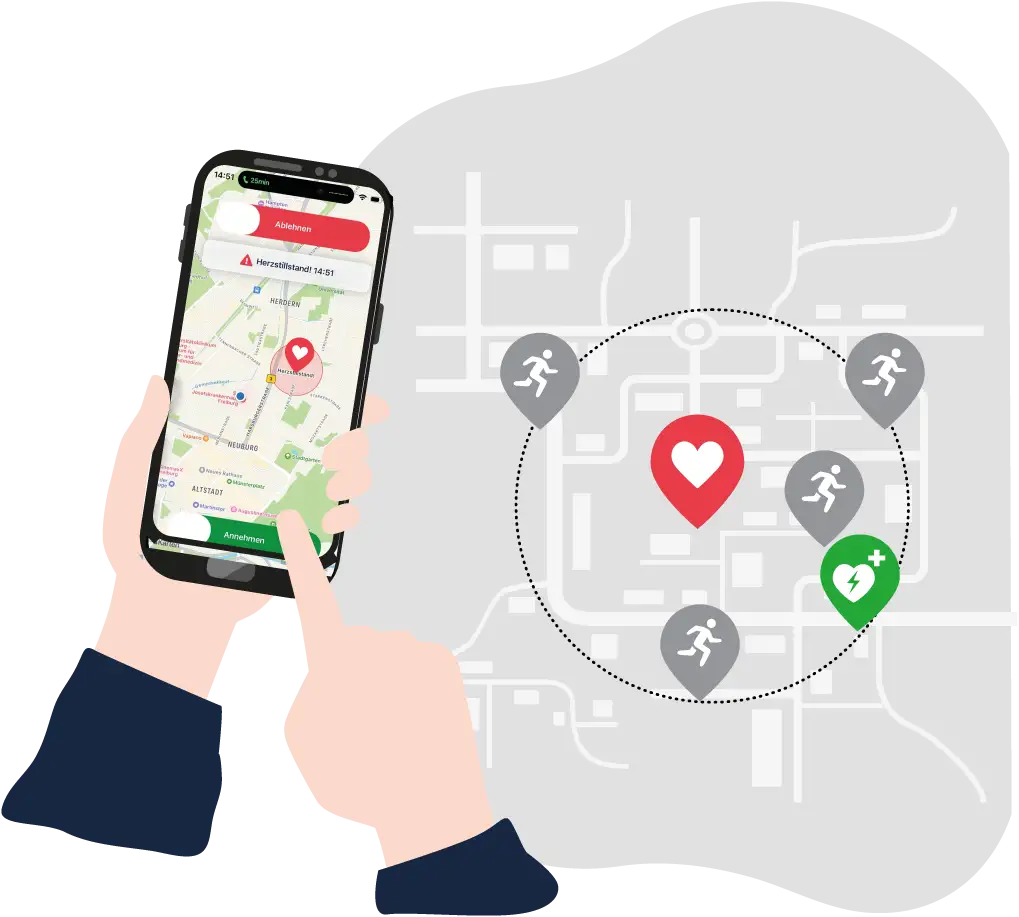 Region der Lebensretter Grafik Handy Alarmierung
